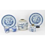 A Chinese Qing dynasty blue and white porcelain tea caddy, 18th century, probably Qianlong period (