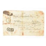 An interesting banknote, 'Bank in England One Penny' banknote, dated 1811, April 16, London,