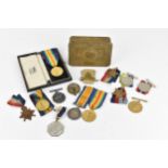 British mixed medals to include WW1 cased Victory medal awarded to 10230 Pte CA Helsey D. of.