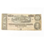 Confederate States of America (1861-1865) - a Richmond ten dollar banknote, No 122282, dated