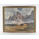 Max Pistorius (1894-1960) Austrian depicting an alpine mountain landscape, signed lower left in red,