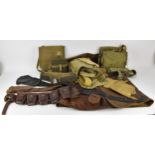 Mixed British army uniform webbing items and others comprising of 19th/20th century black leather