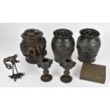 A small collection of Japanese and Oriental pieces, to include a Japanese hammered copper box with