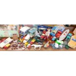Mixed mid to late children's diecast and tin plate vehicles, farm and wild animals and other items