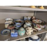 A mixed lot of mainly Chinese and Japanese items to include Chinese cloisonne dish, ginger jar,