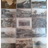 A quantity of early 20th century postcards to include train and railway related scenes, pier