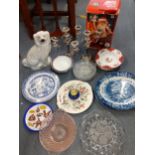 Mixed 20th century ceramics, glass and household items to include a glass fruit set and a pair of