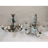 Two mid 20th century five-branch chandeliers Location: