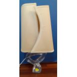 A 1960's Val Saint Lambert clear glass table lamp with original shade Location:RAB