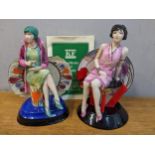 Two Kevin Frances limited edition figures Afternoon Tea and Clarice Cliff, one with certificate