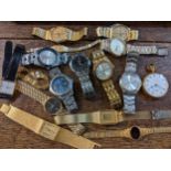 Mixed gents wristwatches to include a gents Seiko day date quartz, Ingersoll, Sekonda and others