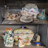 A mixed lot to include a china part tea set, decorative coffee cans with saucers, mixed china,