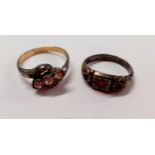 Two 9ct gold and silver dress rings with paste stones. Location:Cab