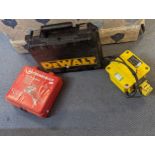 A group of tools to include a Dewalt jigsaw, Rothenberger one hand bender and a portable isolating