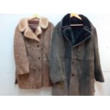 Two vintage coats comprising a Scandinavian Fur Company brown beaver lamb coat with brown musquash