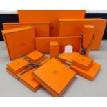 A large quantity of Hermes empty branded boxes to include a Kelly bag box, scarf boxes, tie and