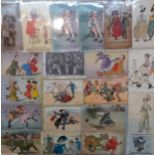 Early 20th century postcards depicting fashion and roller blading including Harem and Culotte