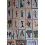 A quantity of early to mid 20th Century postcards, to include hat and harem skirt references,