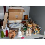 A mixed lot to include collectors plates, German mugs, toy cars and mixed ornaments Location: