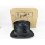 A Christy's London silk plush top hat with Bryant & Co Cheltenham emblem inside measurement 19.5cm x