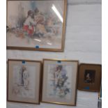 Gordon King-Three 1980's signed prints together with a pears 'Bubbles' print. Location:RWM