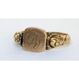 A yellow metal signet ring with the initial D', 2g Location: