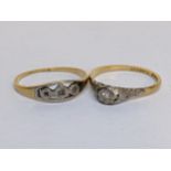 Two diamond set rings to include an 18ct and platinum ring, 1.6g and a 9ct gold ring, 1.8g Location: