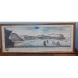 A framed Victorian engraving of The south Prospect of Scarborough in the County of York. Location: