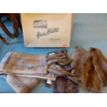 A vintage light brown mink stole with tail tassels together with fur pelts Location:RAB