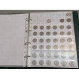 An album of Victorian and later coins to include Victorian shillings, pennies and others