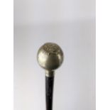 A World War I Rifle Brigade Swagger stick with a plated bulbous handle, 69cm long Location: