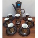 A 1970s Denby Arabesque stoneware coffee service, 6-setting, Location: RAM