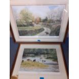 David Young-Long Summer Days and A Dartmoor Spring, 2 prints signed lower margin, mounted in