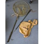 Fishing related items to include a Liddesdale bag and a landing net
