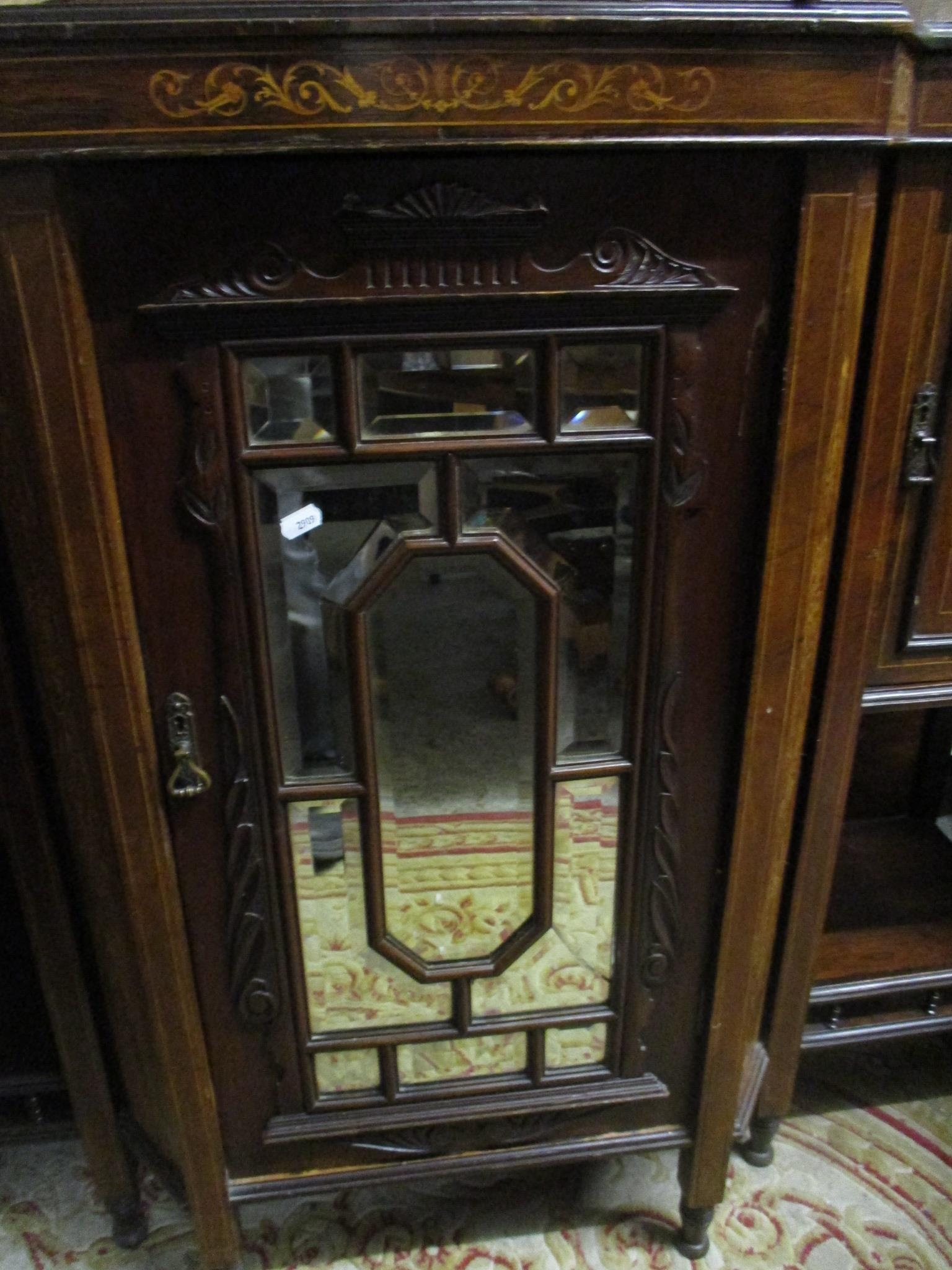 A Victorian rosewood chiffonier base/side breakfront cabinet with inlaid decoration, octagonal - Image 2 of 4