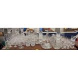 A quantity of glassware to include decanters, flutes, cups and others Location: stairs