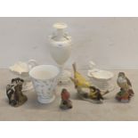 A group of ceramics to include Royal Worcester model birds, vase and other items together with a