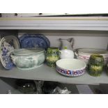 A selection of Victorian and later ceramics to include an E Challinar Dora pattern footbath with