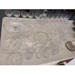 Mixed glassware to include a set of Stuart air twist hock glasses, Brierley, and others Location: