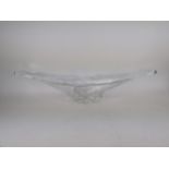 A 1960s Art Vanness France glass centre piece dish with elongated ends and etched factory marks,