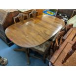 An early 20th century mahogany D-end extending dining table, 77cm h x 172cm w, unextended,