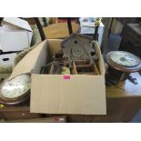 A selection of wall clocks, movements and parts for repairs and spares, to include a Garnetric