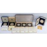 A Group of silver proof commemorative crowns to include a box set of three 1980 Mountbatten