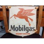 A late 20th century Mobilgas enamelled advertising sign, 34cm h x 34.5cm w Location: