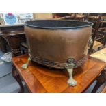 A Victorian copper coal bucket having twin shaped handles together with mixed metalware to include