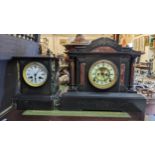 Two late 19th century marble cased mantel clocks to include an eight day American Ansonia clock with
