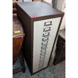 A metal fifteen drawer filing cabinet, 87cm h x 28cm w Location: