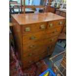 An early 19th century walnut chest of two short and four long graduating drawers, 114cm h x 91cm w