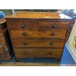 An early 19th century mahogany chest of two short and three graduating long drawers, 102cm h x 108cm