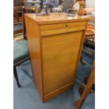 A mid 20th century light oak tambour fronted filing cabinet, 89.5cm h x 45cm w Location: